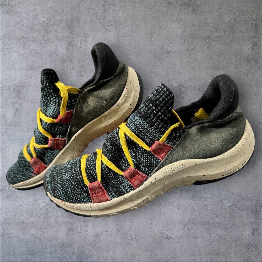 HOLO Footwear Maverick Knit Trail Men's 8 Green Yellow Low Top Sneakers